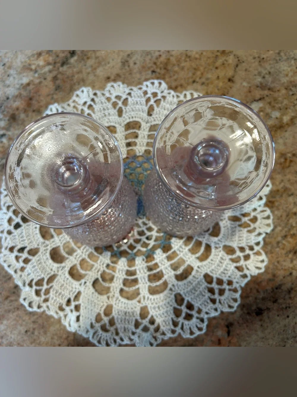 Set of 2 Pink Depression Glass Hobnail Bubble Goblets 12oz 6.50” tall 3.5” wide